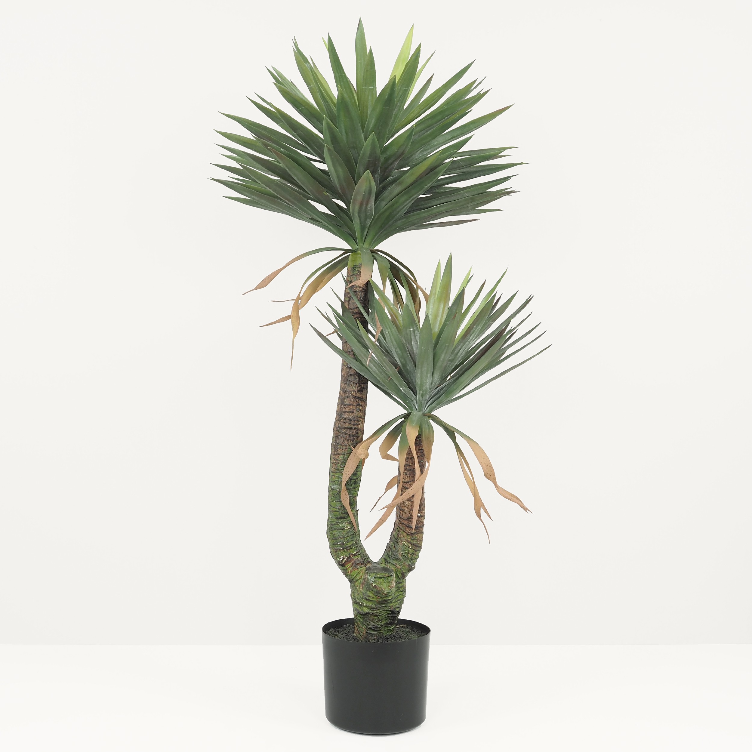 Yucca artificiel 2 troncs 150cm sur fond gris