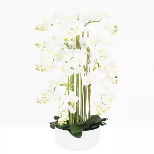 Orchidée artificielle 80 cm sur fond gris