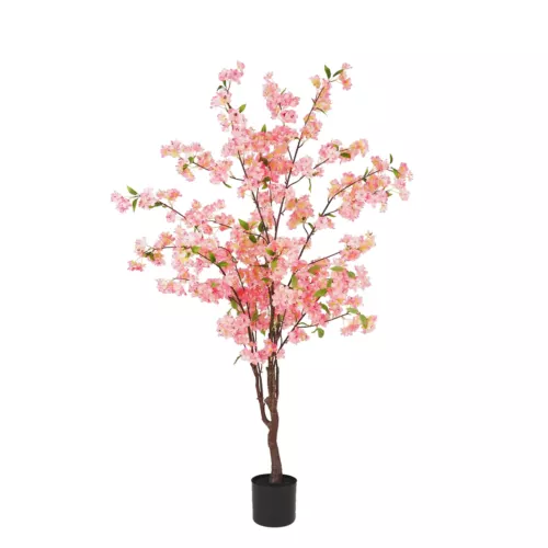 Cerisier artificiel rose 115cm sur fond blanc