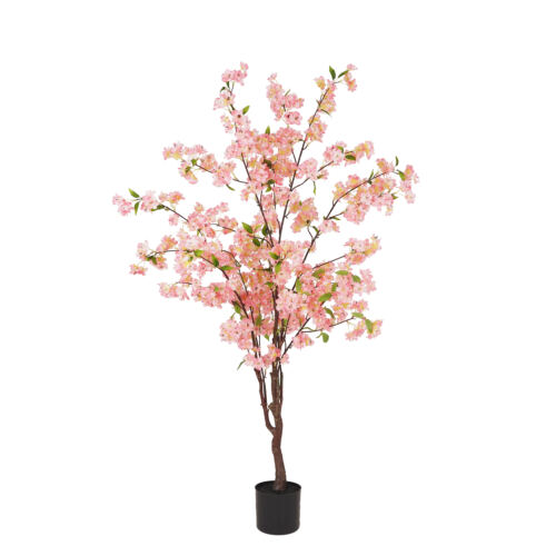 Cerisier artificiel rose 115cm sur fond blanc