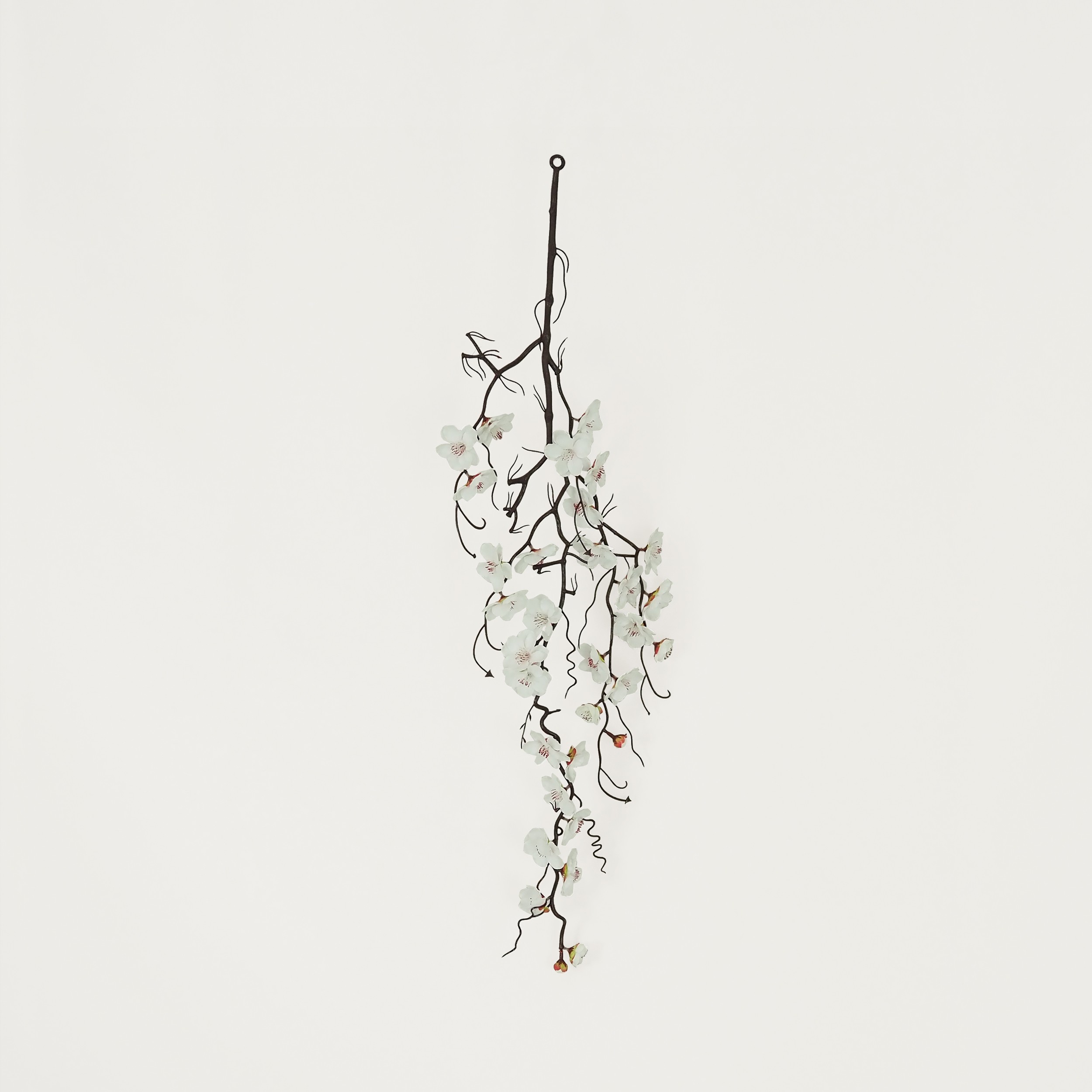 Chute plante artificielle cerisier blanc 78cm lot de 3 sur fond beige