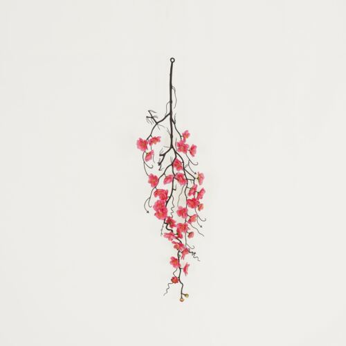 Chute plante artificielle cerisier rose 78cm lot de 3 sur fond beige