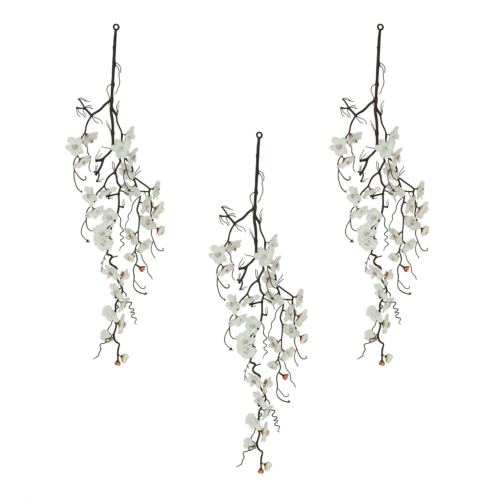 Chute plante artificielle cerisier blanc 78cm lot de 3 sur fond blanc