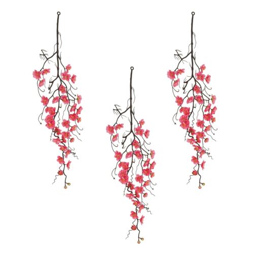 Chute plante artificielle cerisier rose 78cm lot de 3 sur fond blanc