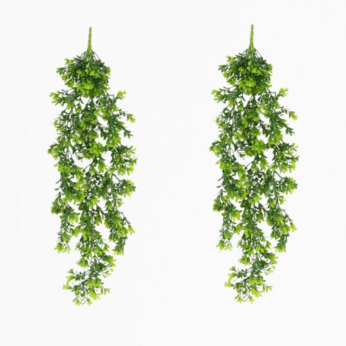 Chute plante artificielle de buis 74cm lot de 2 sur fond beige