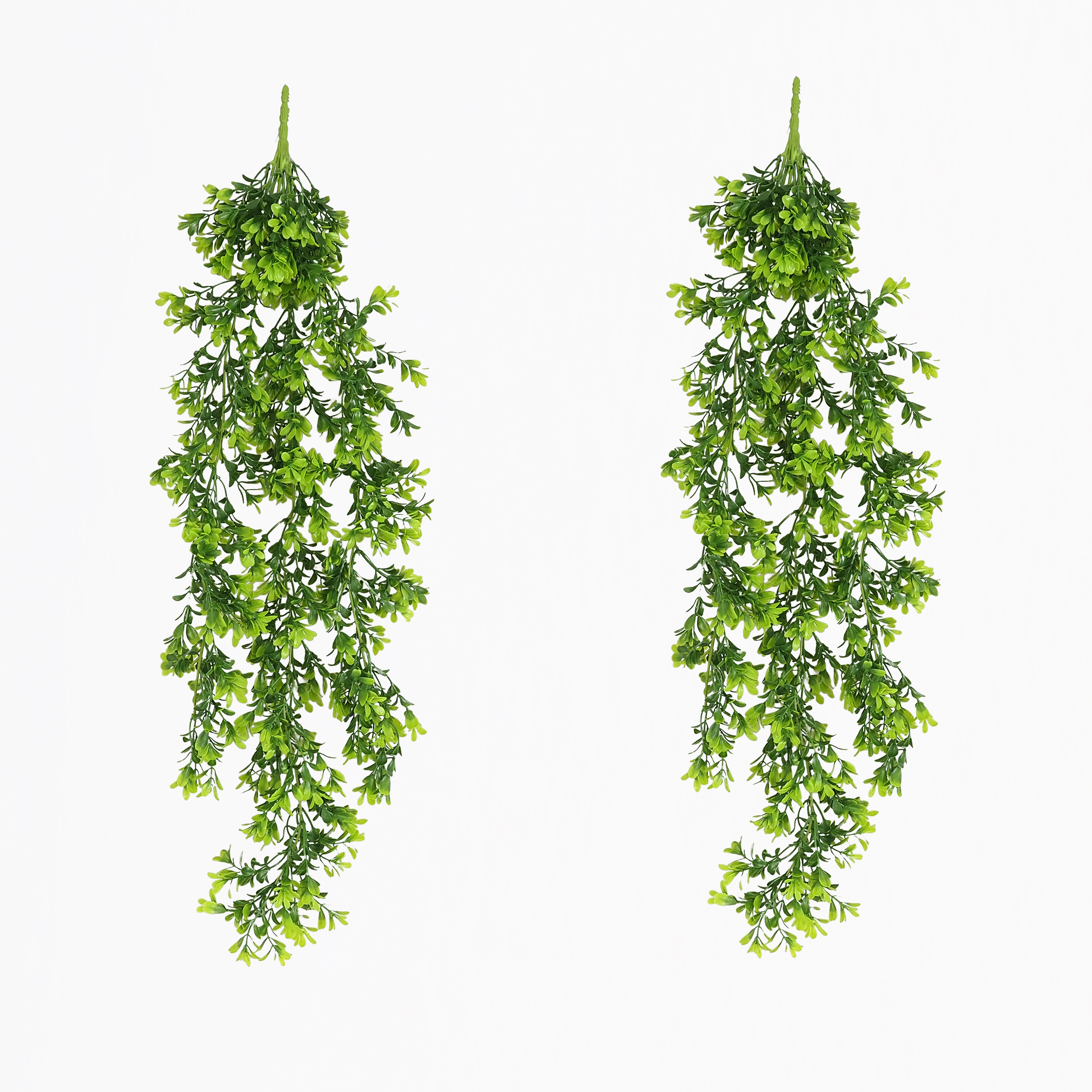 Chute plante artificielle de buis 74cm lot de 2 sur fond beige