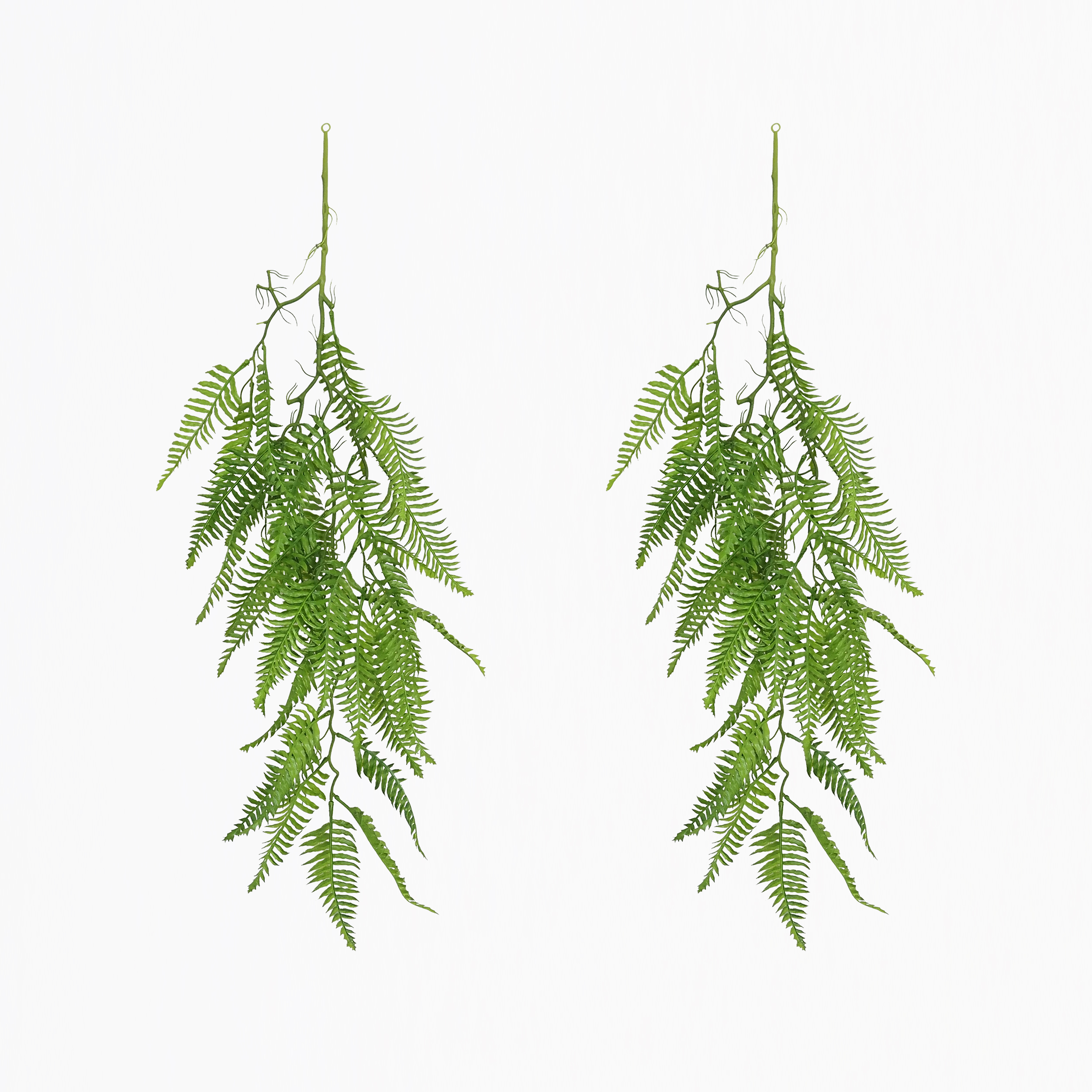 Chute plante artificielle de fougère 100cm lot de 2 sur fond beige