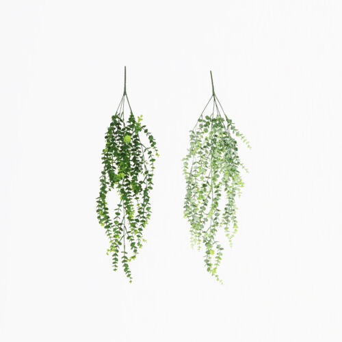 Chute plante artificielle d'eucalyptus 84cm lot de 2 sur fond beige