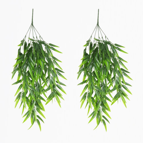 Chute plante artificielle de bambou 95cm lot de 2 sur fond beige