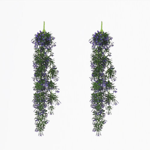 Chute plante artificielle violet 90cm lot de 2 sur fond beige