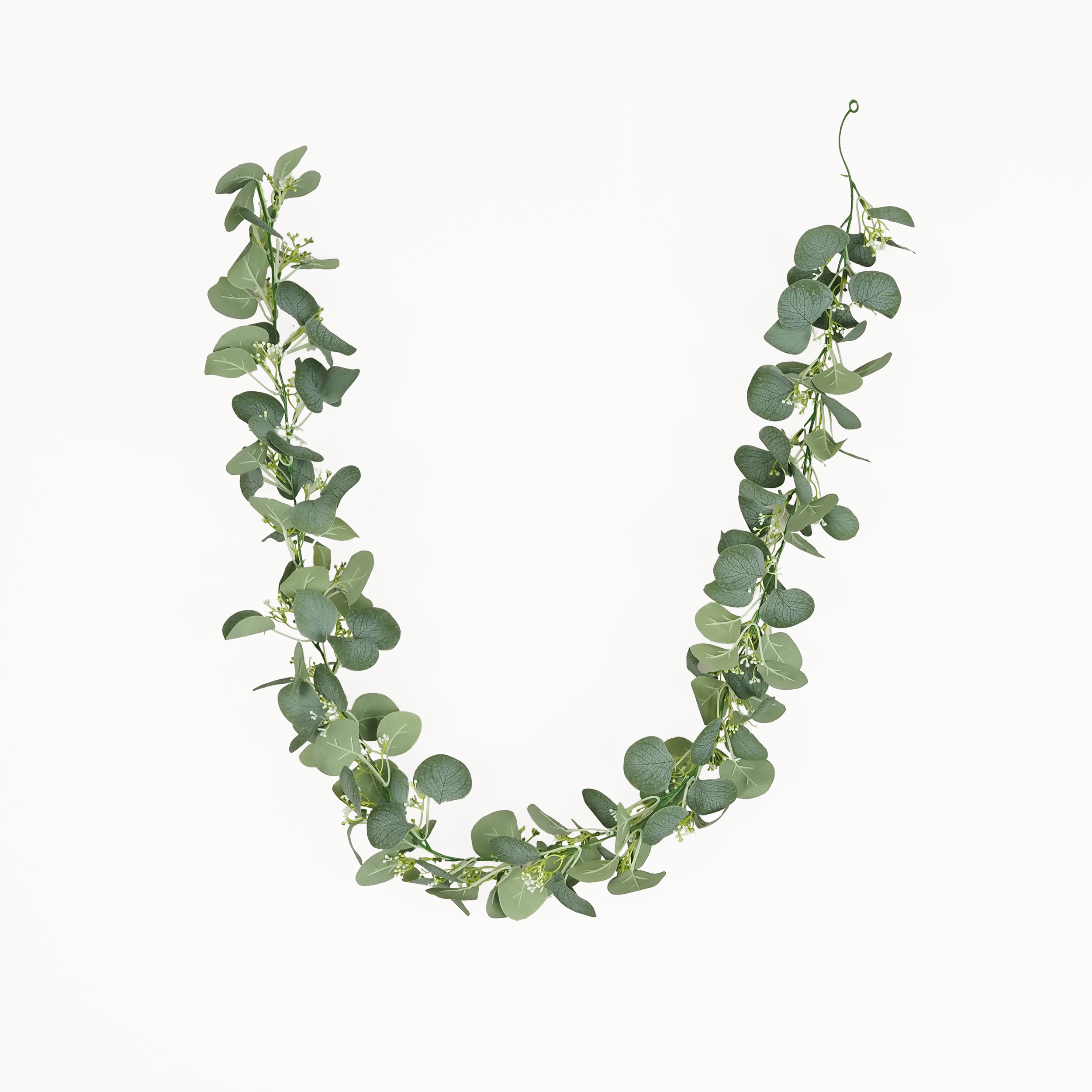 Guirlande végétale artificielle d'eucalyptus 165cm sur fond beige