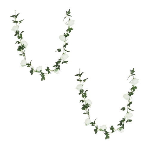 Guirlande rose artificielle blanc 150cm lot de 2 sur fond blanc