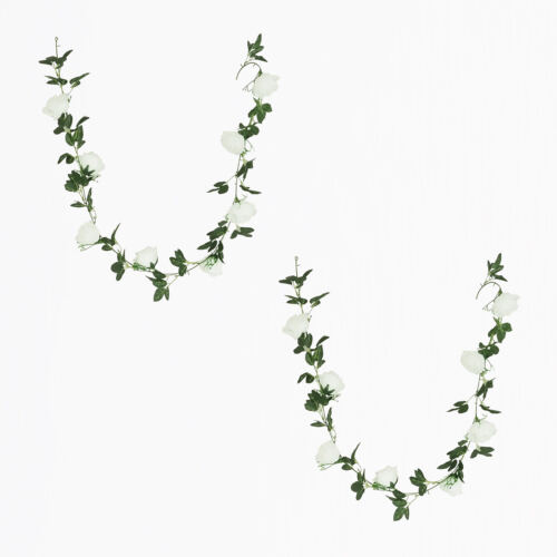 Guirlande rose artificielle blanc 150cm lot de 2 sur fond beige