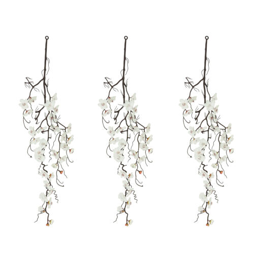 Chute plante artificielle cerisier blanc 78cm lot de 3 sur fond blanc