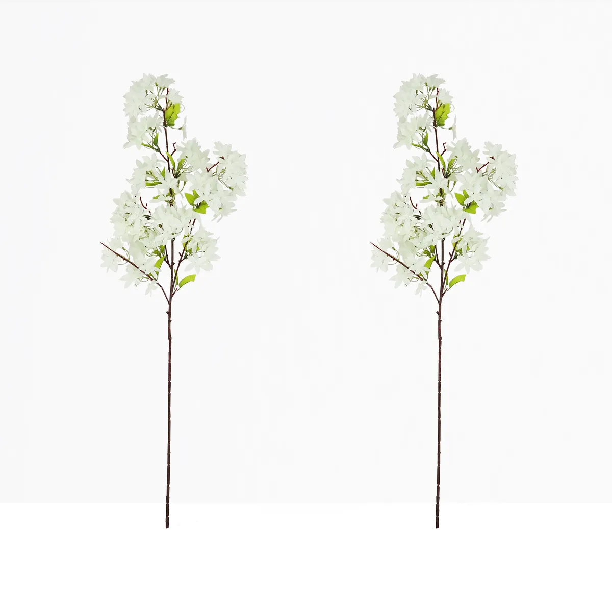 Jasmin artificiel en tige blanc 100cm lot de 2 sur fond beige