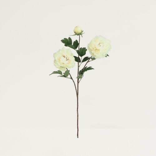 Pivoine artificielle en tige blanche 70cm lot de 4 sur fond beige