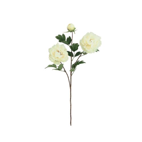 Pivoine artificielle en tige blanche 70cm lot de 4 sur fond blanc