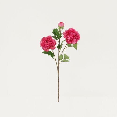 Pivoine artificielle en tige rose 70cm lot de 4 sur fond beige
