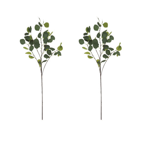Eucalyptus artificiel en tige 92cm lot de 2 sur fond blanc