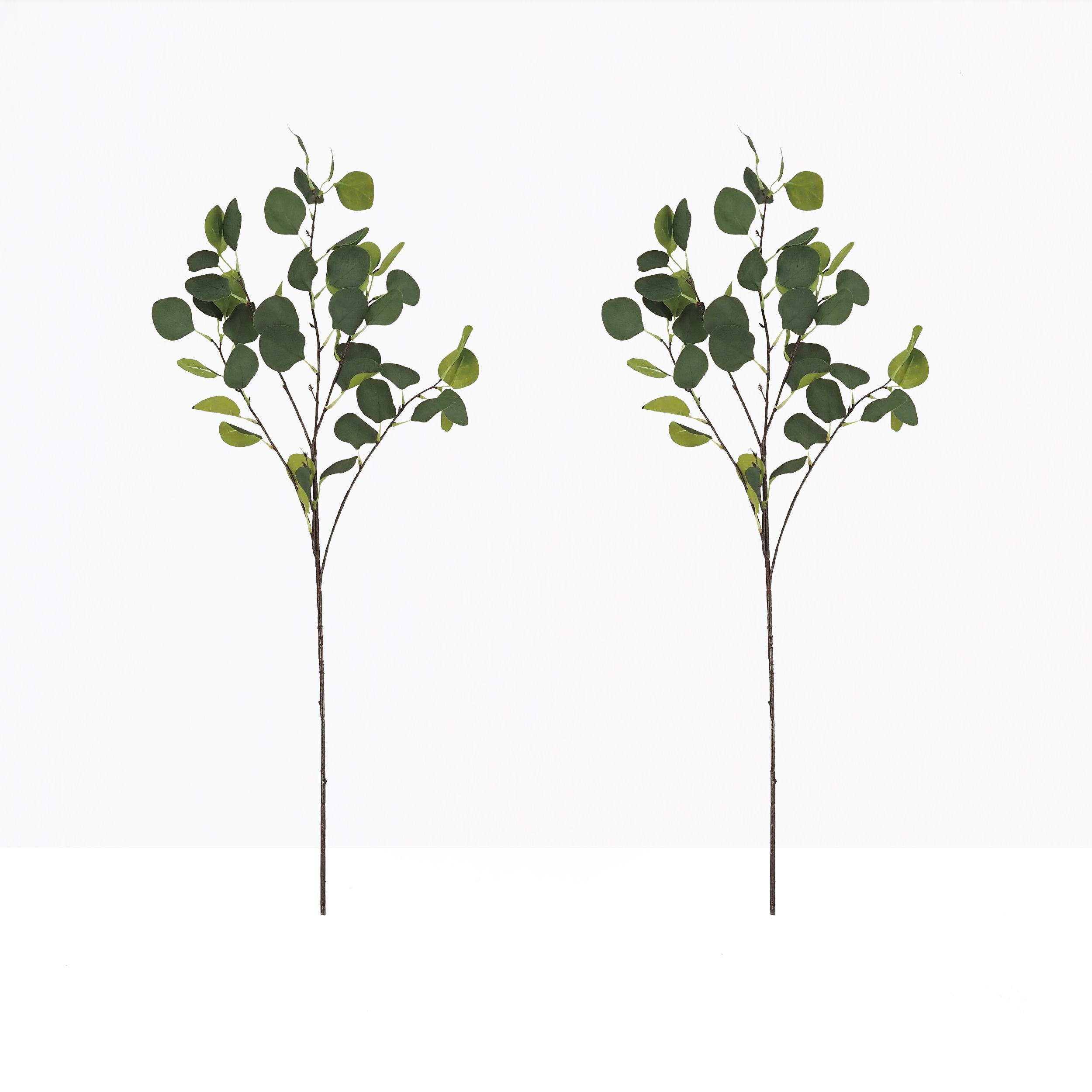 Eucalyptus artificiel en tige 92cm lot de 2 sur fond beige