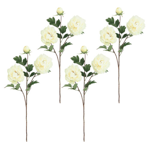 Pivoine artificielle en tige blanche 70cm lot de 4 sur fond blanc