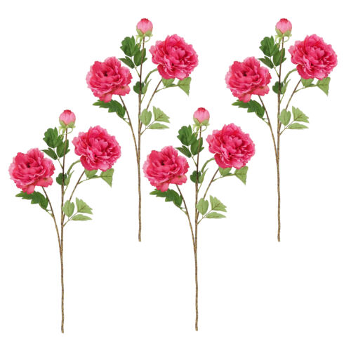 Pivoine artificielle en tige rose 70cm lot de 4 sur fond blanc