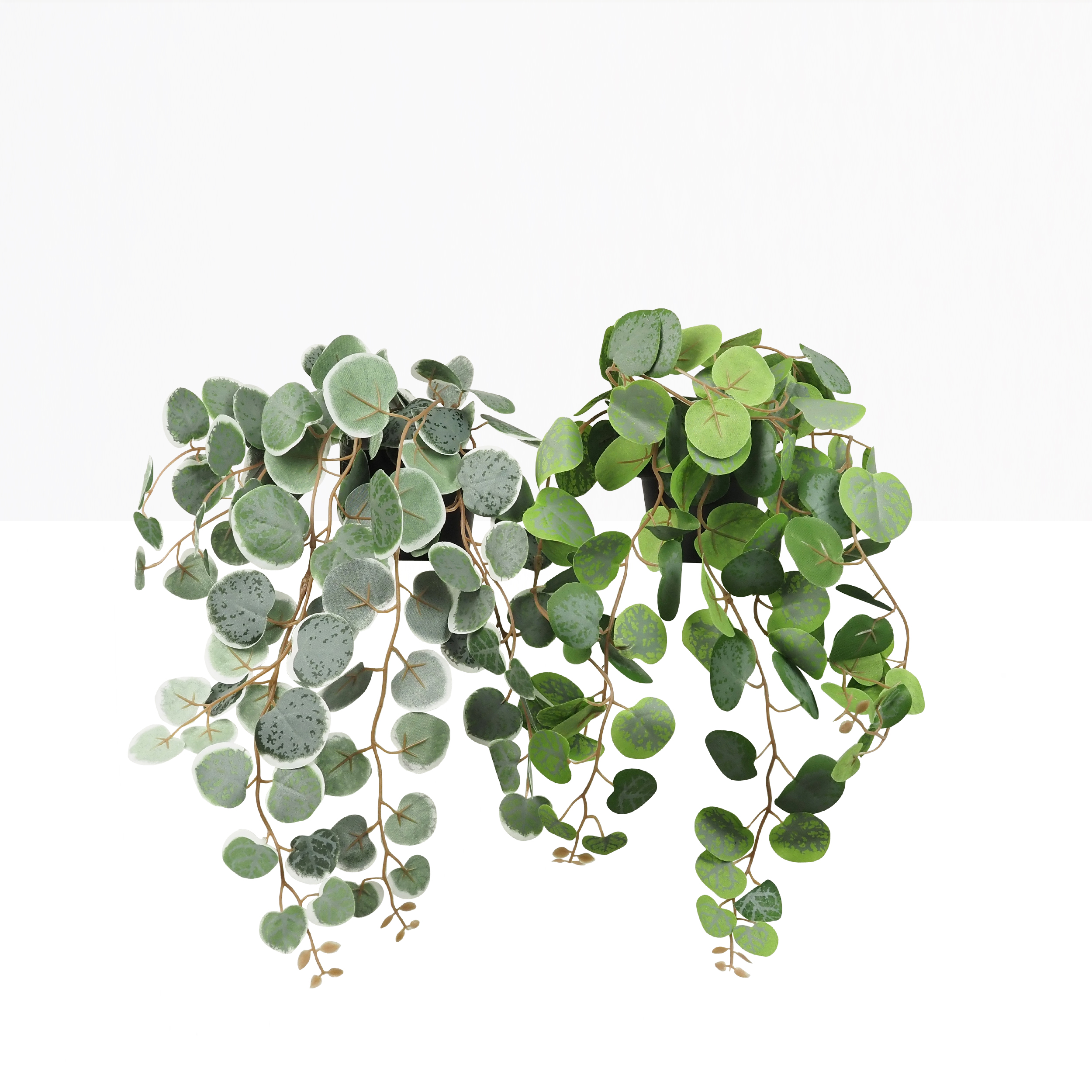 Eucalyptus artificiel retombant 40cm lot de 2 sur fond beige