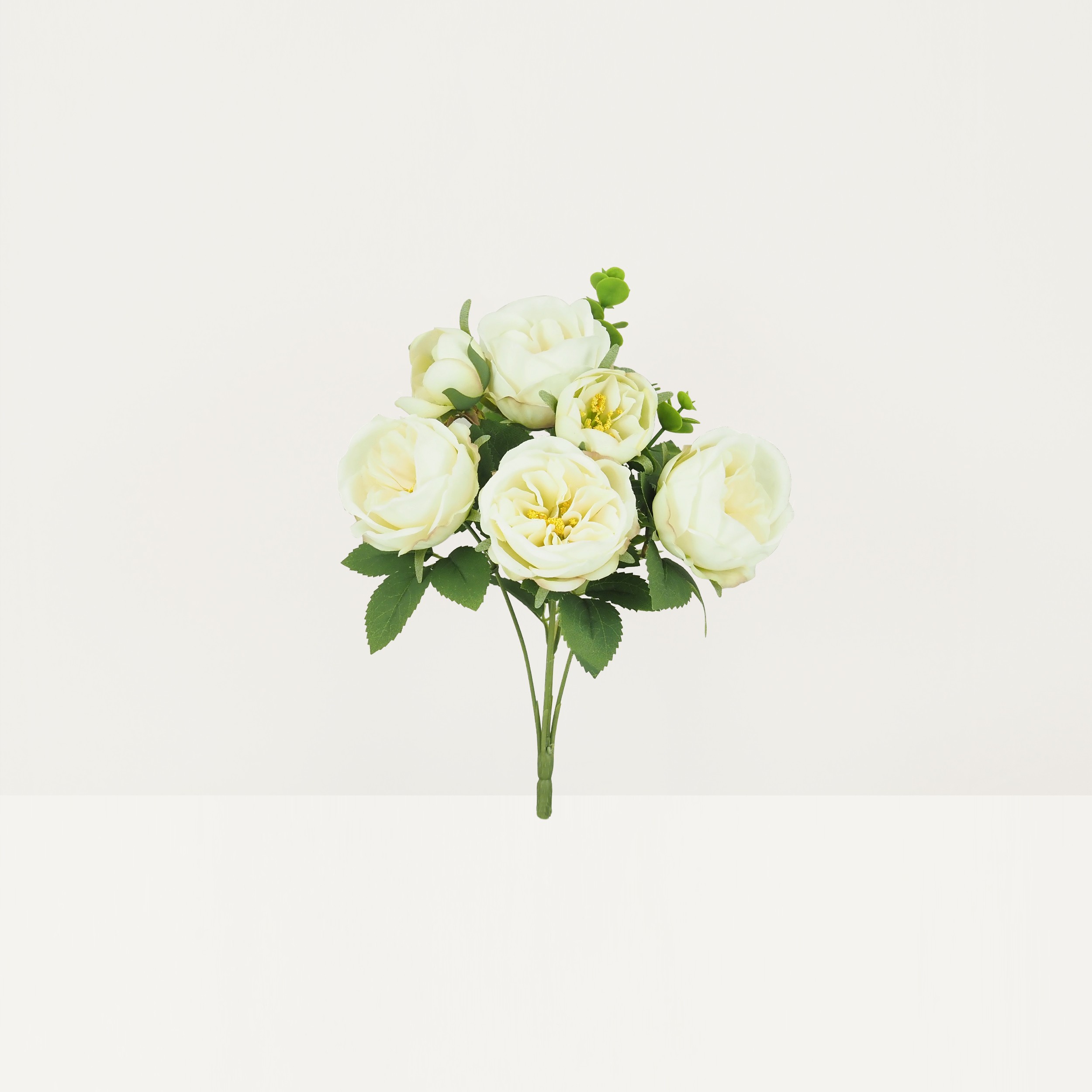 Bouquet artificiel de pivoines 32cm blanc lot de 2 sur fond beige