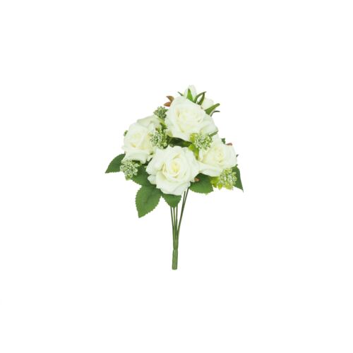 Bouquet artificiel de roses 32cm blanc lot de 2 sur fond blanc