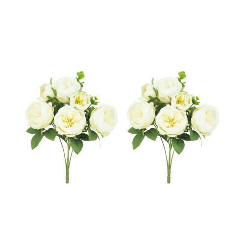 Bouquet artificiel de pivoines 32cm blanc lot de 2 sur fond blanc