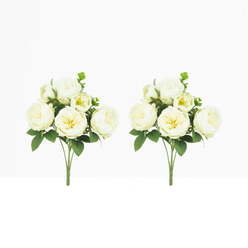 Bouquet artificiel de pivoines 32cm blanc lot de 2 sur fond beige