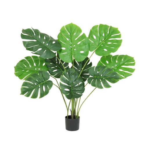 Monstera artificiel toucher naturel 120cm sur fond blanc
