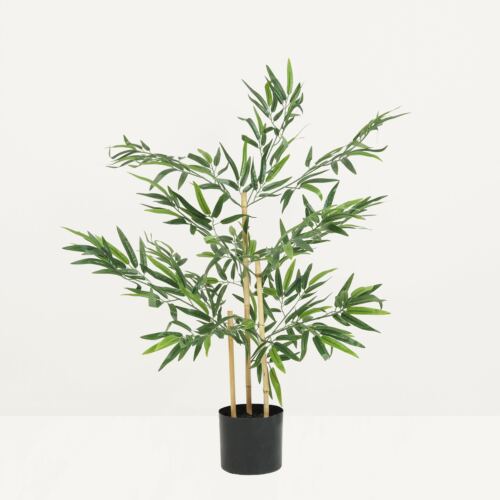 Bambou artificiel 349 feuilles 90cm sur fond beige