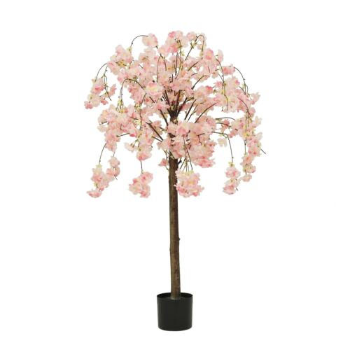 Cerisier artificiel retombant rose 110cm sur fond blanc