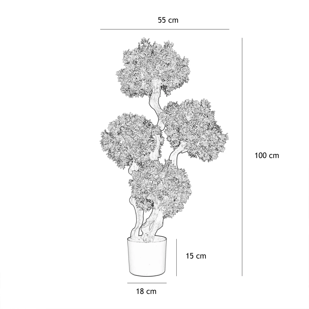 Bonsaï artificiel 100cm graphique avec les dimensions