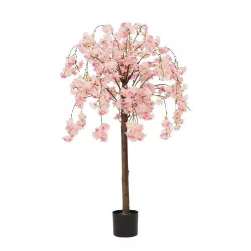 Cerisier artificiel retombant rose 110cm sur fond blanc