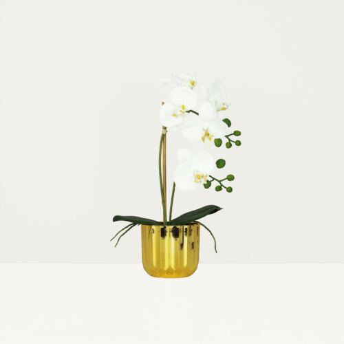Orchidée artificielle toucher naturel 40cm sur fond beige