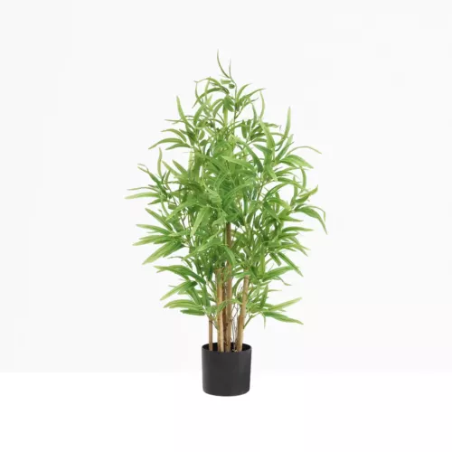 Bambou artificiel 416 feuilles 90cm sur fond beige