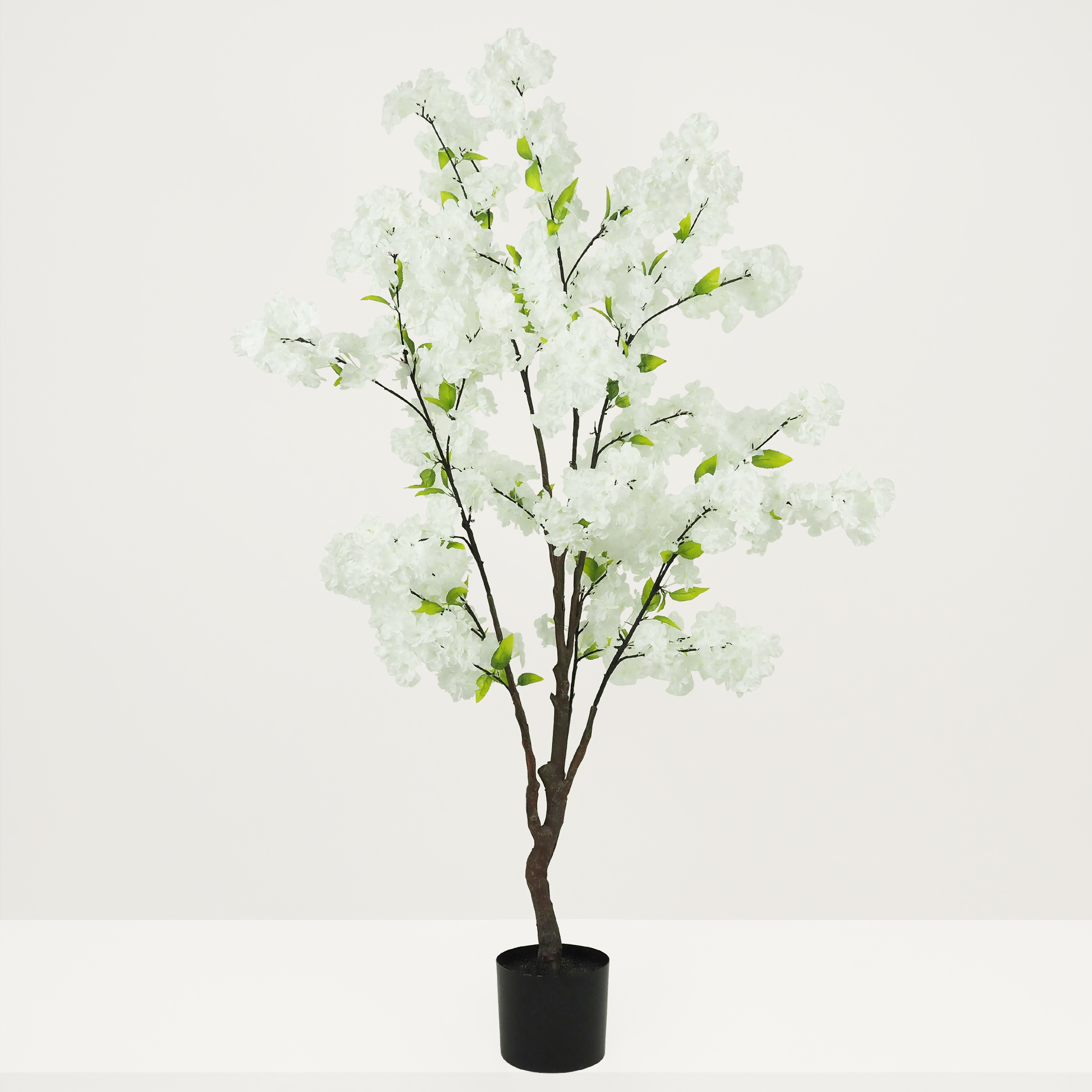 Cerisier artificiel blanc 130cm sur fond beige