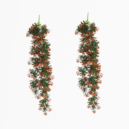 Chute plante artificielle rouge 90cm lot de 2 sur fond beige