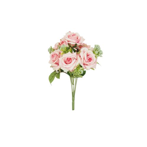 Bouquet artificiel de roses 32cm rose lot de 2 sur fond blanc
