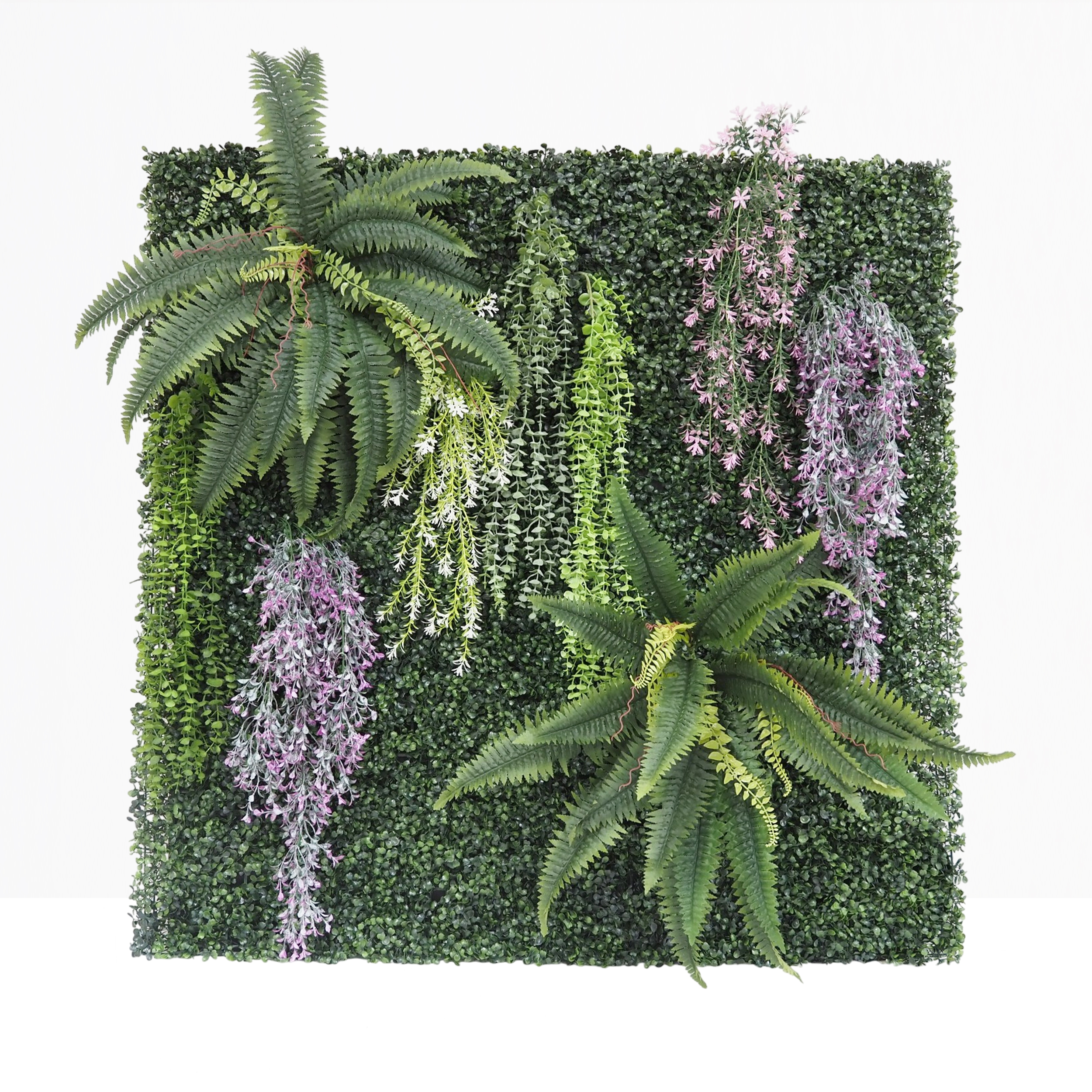 Mur végétal artificiel en kit DIY 120x120cm sur fond beige