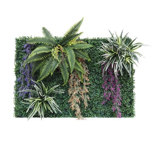 Mur végétal artificiel en kit DIY 120x80cm sur fond blanc