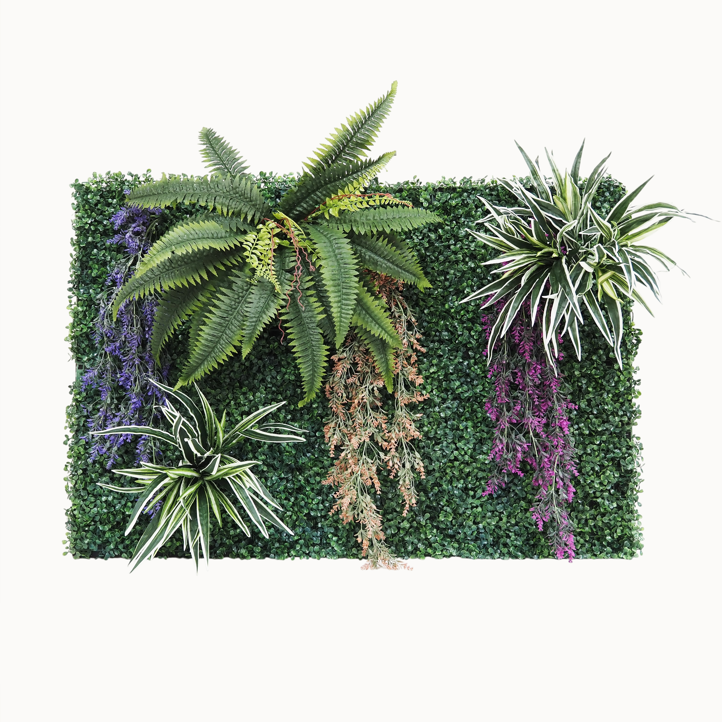 Mur végétal artificiel en kit DIY 120x80cm sur fond beige