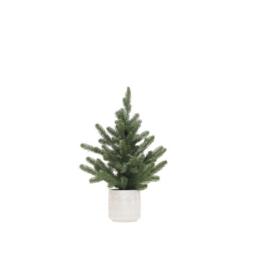 Sapin de Noël artificiel déco pot ciment 45cm sur fond blanc