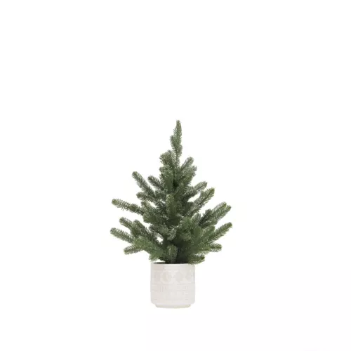 Sapin de Noël artificiel déco pot ciment 45cm sur fond blanc