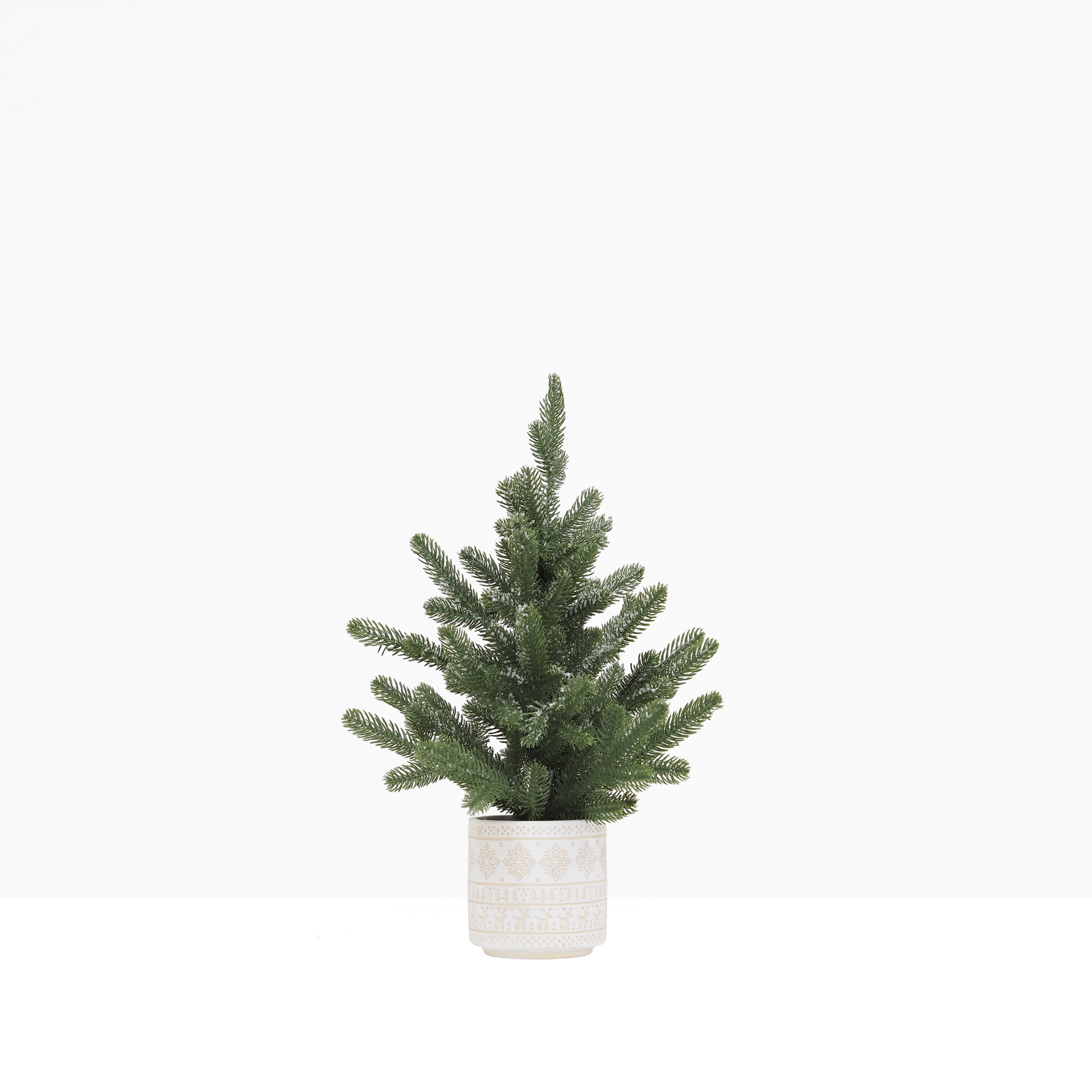 Sapin de Noël artificiel déco pot ciment 45cm sur fond gris
