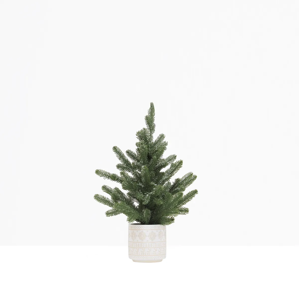 Sapin de Noël artificiel déco pot ciment 45cm sur fond gris