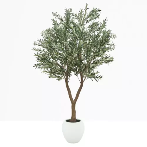 Olivier artificiel pot blanc 240cm sur fond gris