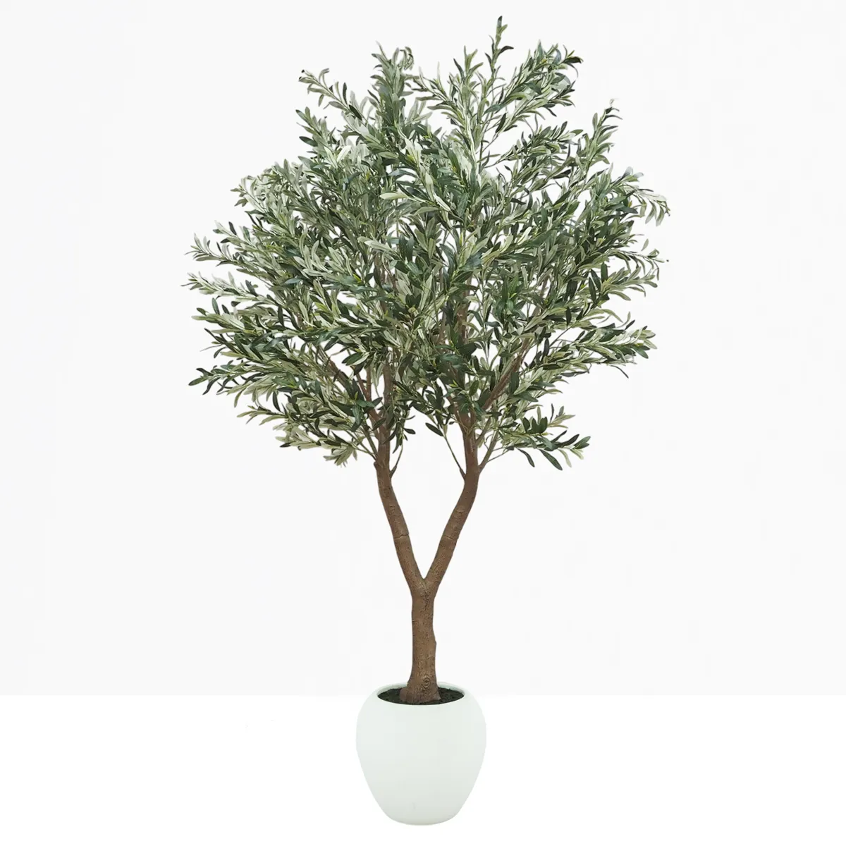 Olivier artificiel pot blanc 240cm sur fond gris
